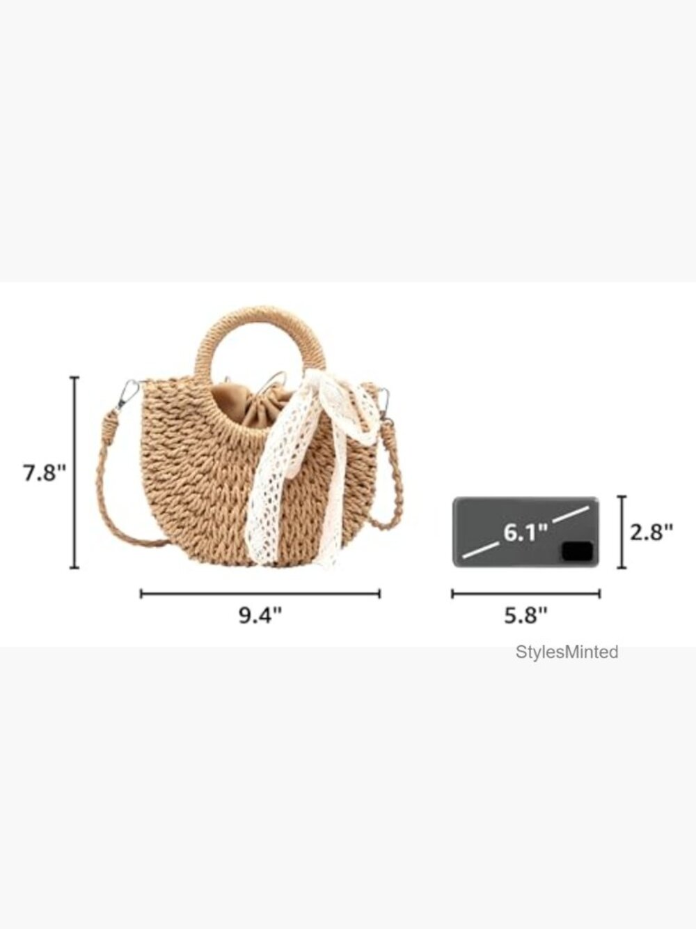 Natural Straw Handwoven Clutch Tote Crossbody Bag Summer Beach Purse - Picture 3 of 7